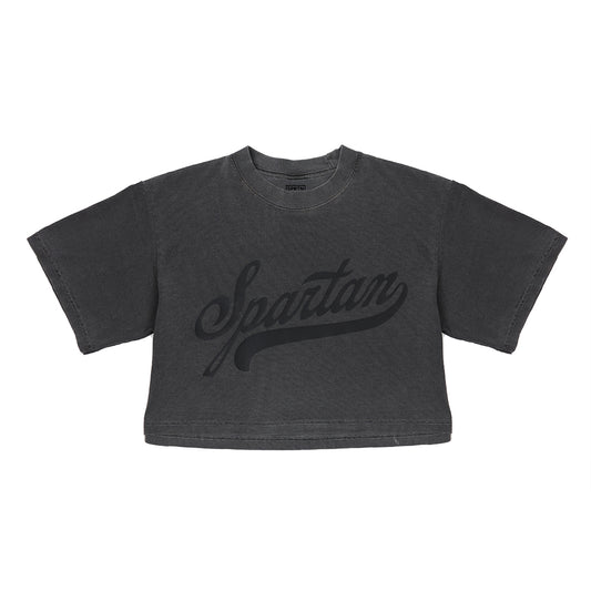 SPRTN Varsity Script Crop Faded Black